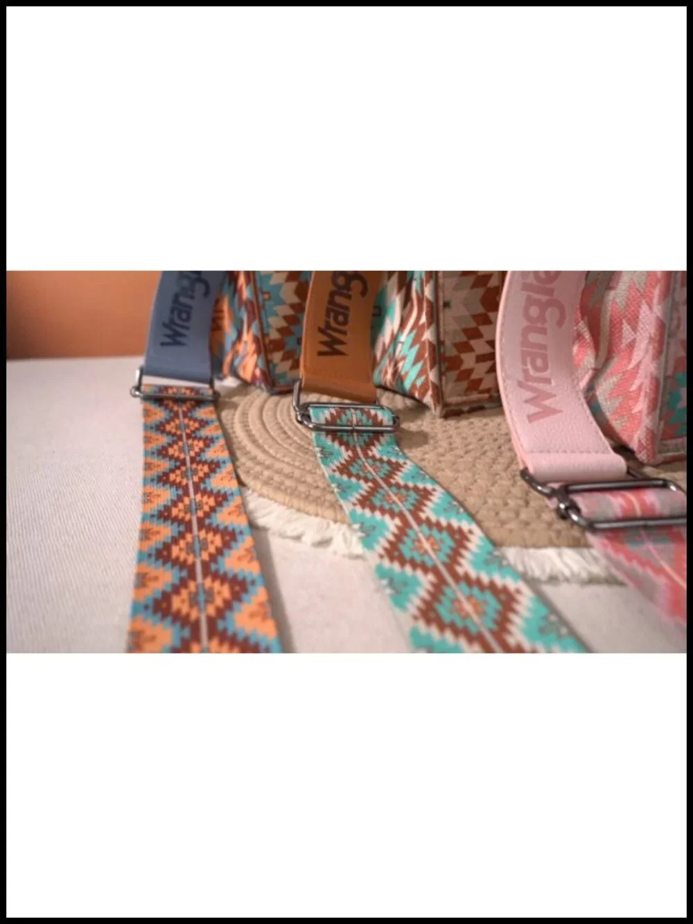 Western Aztec Tote Bag with Leather Handles & Guitar Strap